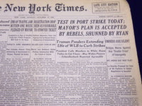 1945 OCT 15 NEW YORK TIMES - TEST IN PORT STRIKE TODAY MAYOR'S PLAN - NT 285