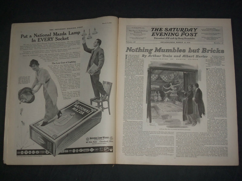 1915 MARCH 13 THE SATURDAY EVENING POST MAGAZINE - ILLUSTRATED COVER - SP 2470X