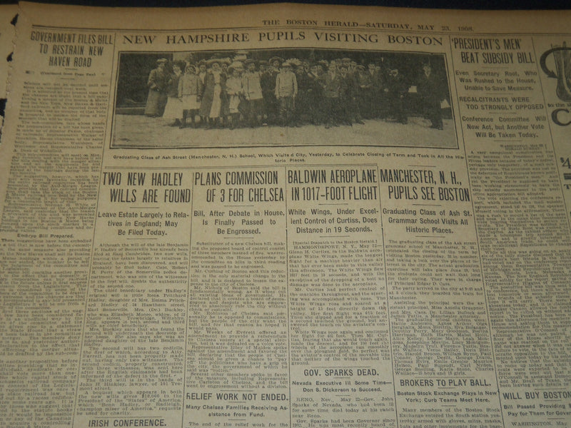 1908 MAY 23 THE BOSTON HERALD - BILL TO RESTRAIN NEW HAVEN FROM B & M - BH 73