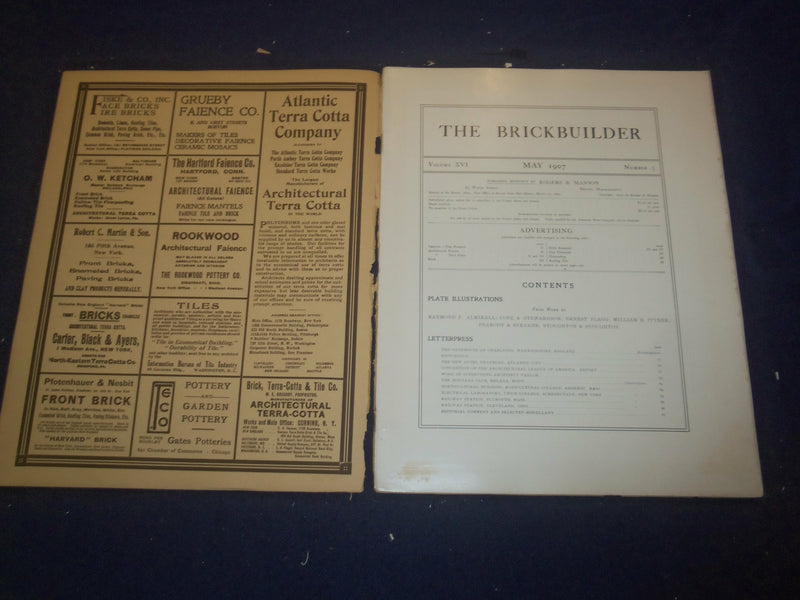 1907 MAY THE BRICKBUILDER MAGAZINE - AN ARCHITECTURAL MONTHLY - ST 528T