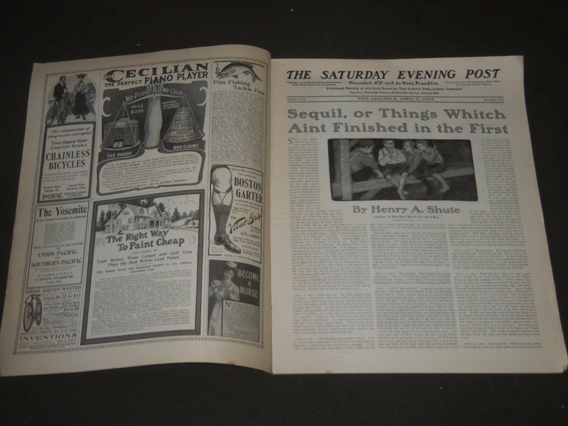 1904 APRIL 2 THE SATURDAY EVENING POST MAGAZINE - EASTER - NICE COVER - SP 459