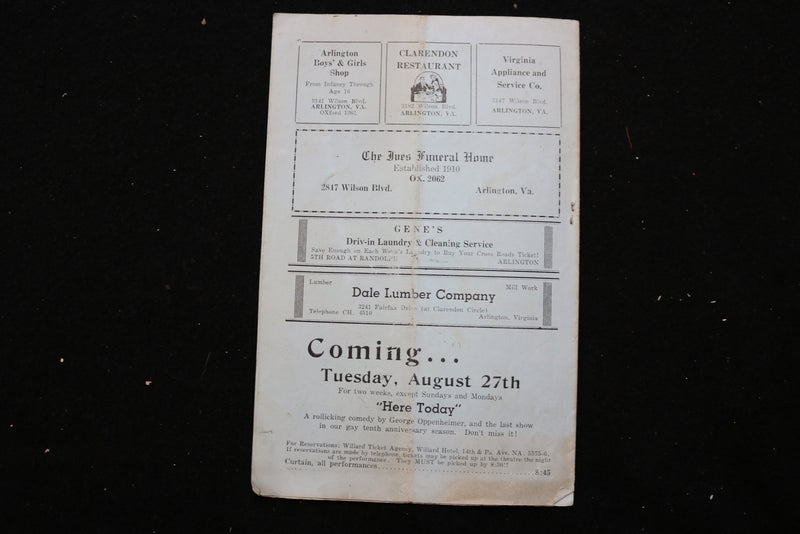 1946 CROSS ROADS THEATRE PROGRAM - TENTH ANNIVERSARY SEASON - LOT OF 2 - K 2458
