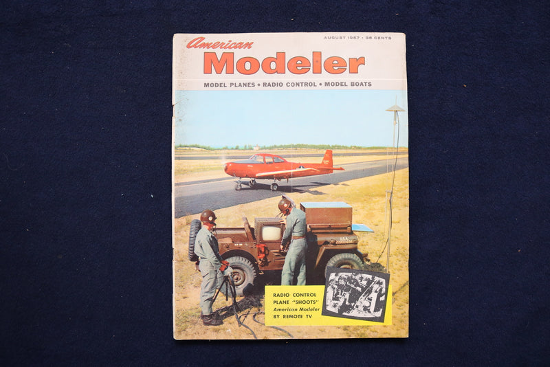 1957 AUGUST AMERICAN MODELER MAGAZINE - RADIO CONTROL PLANE COVER - E 11442