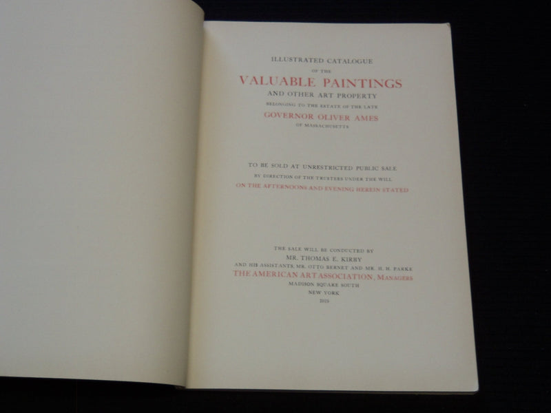 1919 GOVERNOR OLIVER AMES ART COLLECTION BOOK - MASSACHUSETTS - J 7262