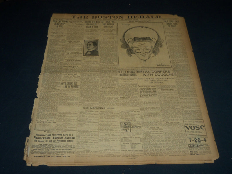 1907 APRIL 23 THE BOSTON HERALD - BRYAN CONFERS WITH DOUGLAS - BH 140