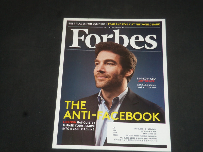 2012 JULY 16 FORBES MAGAZINE - LINKED IN CEO JEFF WEINER COVER - SP 7319