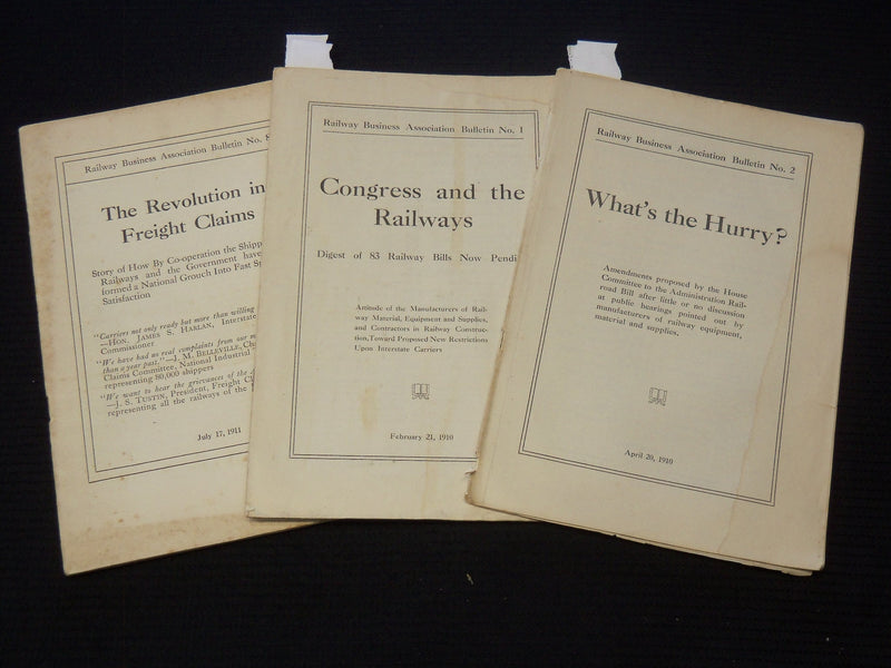 1910-1911 RAILWAY BUSINESS ASSOCIATION BULLETIN LOT OF 3 ISSUES - K 2109