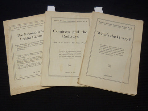 1910-1911 RAILWAY BUSINESS ASSOCIATION BULLETIN LOT OF 3 ISSUES - K 2109