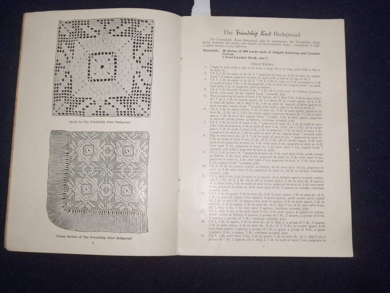 1936 ABIGAIL DIRECTIONS FOR MAKING BEDSPREADS OF OLD QUILT DESIGNS - J 9474