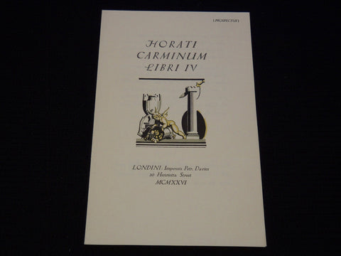 1926 HORATI CARMINUM LIBRI IV BOOK - CARWEN PRESS - J 7992