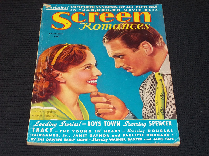 1938 NOVEMBER SCREEN ROMANCES MAGAZINE - PAULETTE GODDARD & FAIRBANKS - E 16588