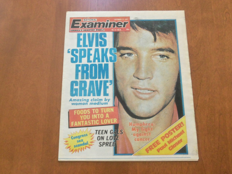 1977 SEP 27 NATIONAL EXAMINER NEWSPAPER - ELVIS 'SPEAKS FROM GRAVE' - NP 4713