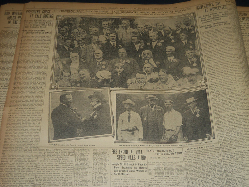 1909 SEPT 8 THE BOSTON HERALD - BAD WEATHER CHECKS PEARY IN THE STRAITS - BH 203