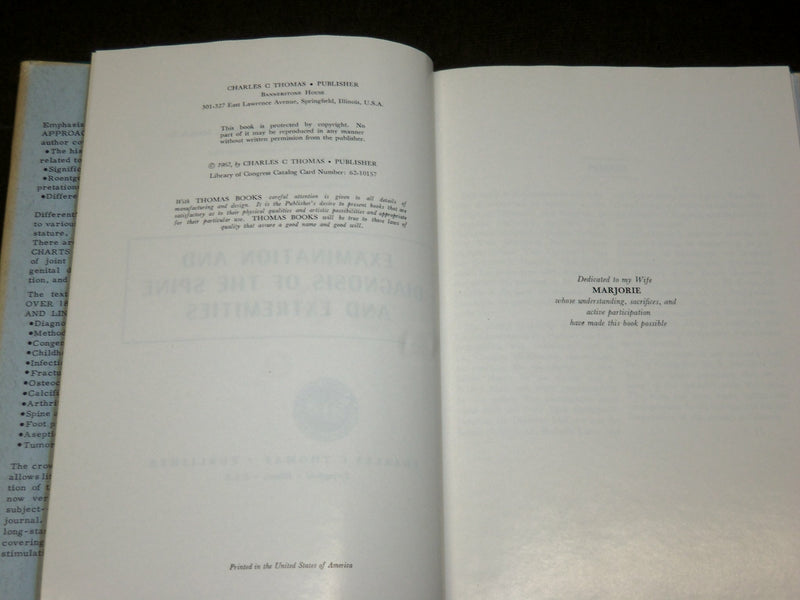 1962 EXAMINATION AND DIAGNOSIS OF THE SPINE & EXTREMITIES BY HOWORTH MD- KD 6276