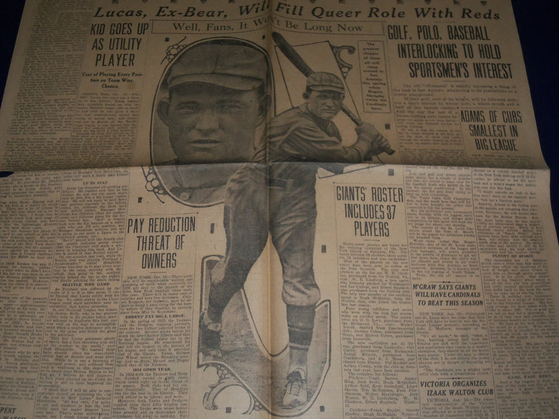 1926 JAN 17 SAN ANTONIO SUNDAY LIGHT SPORT SECTION - ROGERS HORNSBY - NP 972R