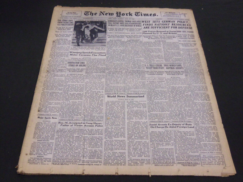 1950 MAY 14 NEW YORK TIMES - WEST SETS GERMAN POLICY - NT 4574