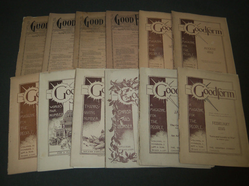 1892-1893 GOOD FORM MAGAZINE LOT OF 12 ISSUES - ILLUSTRATIONS & ADS - WR 380