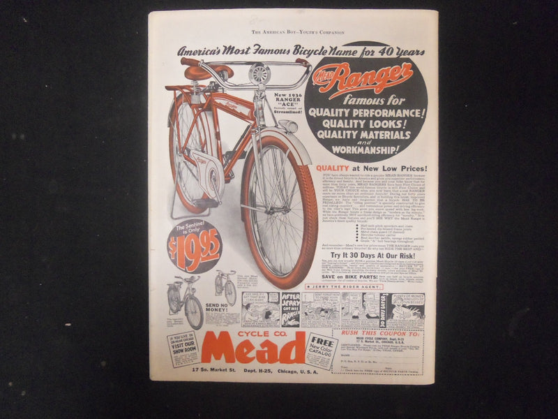 1936 MARCH AMERICAN BOY MAGAZINE - NICE COVER, STORIES, ILLUSTRATIONS- ST 4595