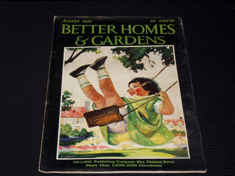 1933 AUGUST BETTER HOMES & GARDENS MAGAZINE - ILLUSTRATED FRONT COVER - E 5527
