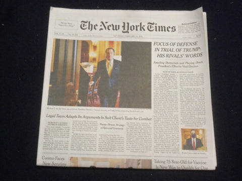 2021 FEBRUARY 13 NEW YORK TIMES - DEFENSE IN TRIAL OF TRUMP: RIVALS' WORDS