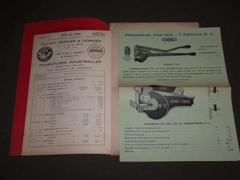 1923 DUTRUT BERNIER & DESRUES OUTILLAGE MECANIQUE FRENCH CATALOGUE - FR 351