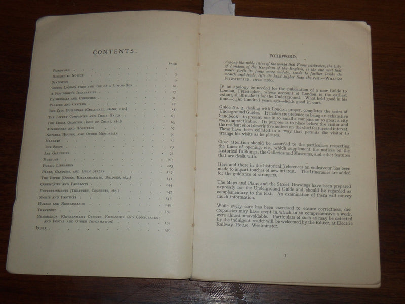 1924 LONDON GUIDE NO. 3 - LONDON'S UNDERGROUNG - FOLD-OUT MAP - K 1223