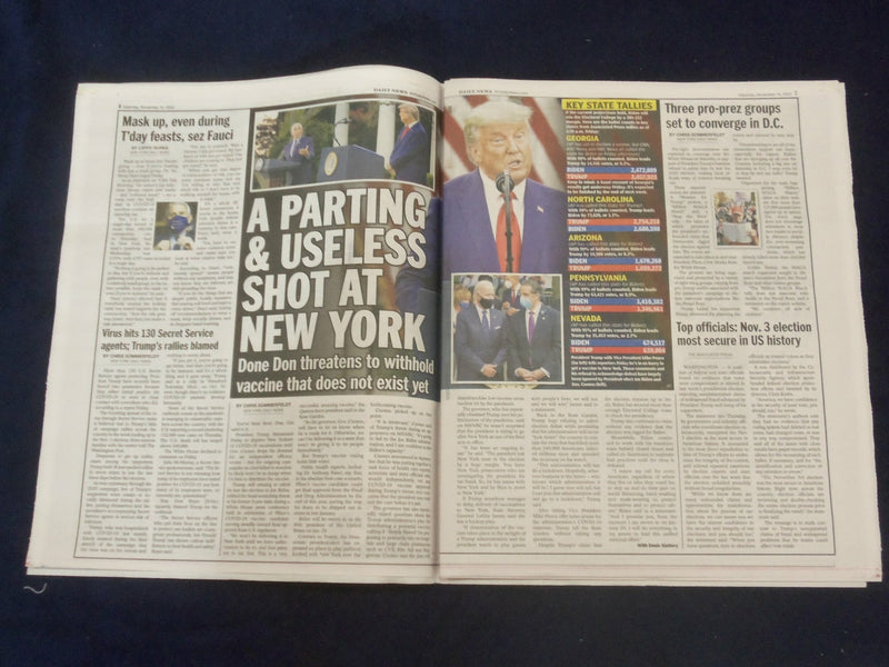 2020 NOVEMBER 14 NEW YORK DAILY NEWS NEWSPAPER - TRUMP: NO VACCINE FOR NY STATE