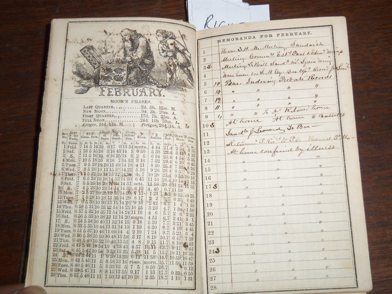 1861 THE BOSTON ALMANAC W/ FOLD OUT MAP - 3 3/8