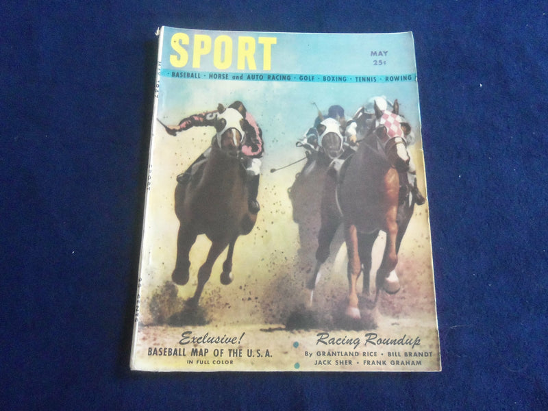 1947 MAY SPORT MAGAZINE - RACING ROUNUP - BASEBALL MAP OF THE U.S.A. - ST 7209