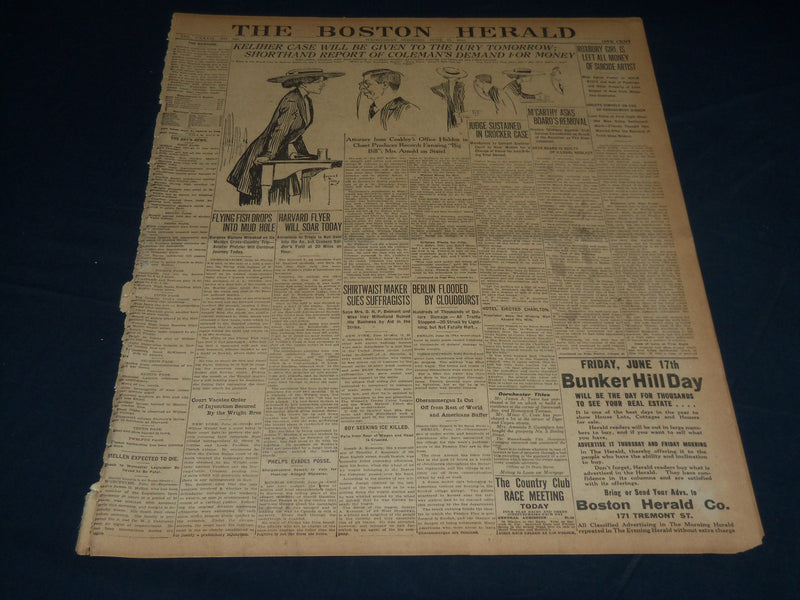 1910 JUNE 15 THE BOSTON HERALD - KELIHER CASE GOES TO JURY TOMORROW - BH 351