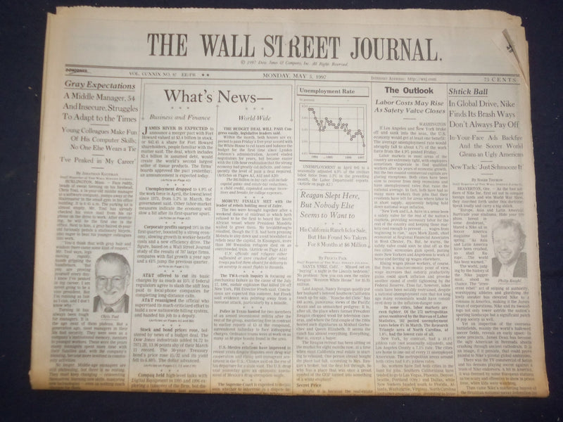 1997 MAY 5 THE WALL STREET JOURNAL - NIKE BRASH WAYS DON'T PAY OFF - WJ 365