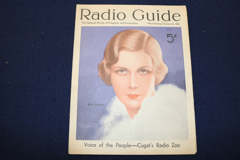 1935 OCTOBER 5 RADIO GUIDE MAGAZINE - BESS JOHNSON COVER - E 9186