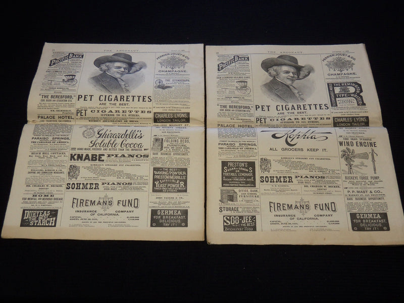 1888 THE ARGONAUT NEWSPAPER LOT OF 2 ISSUES - SAN FRANCISCO - NP 8959