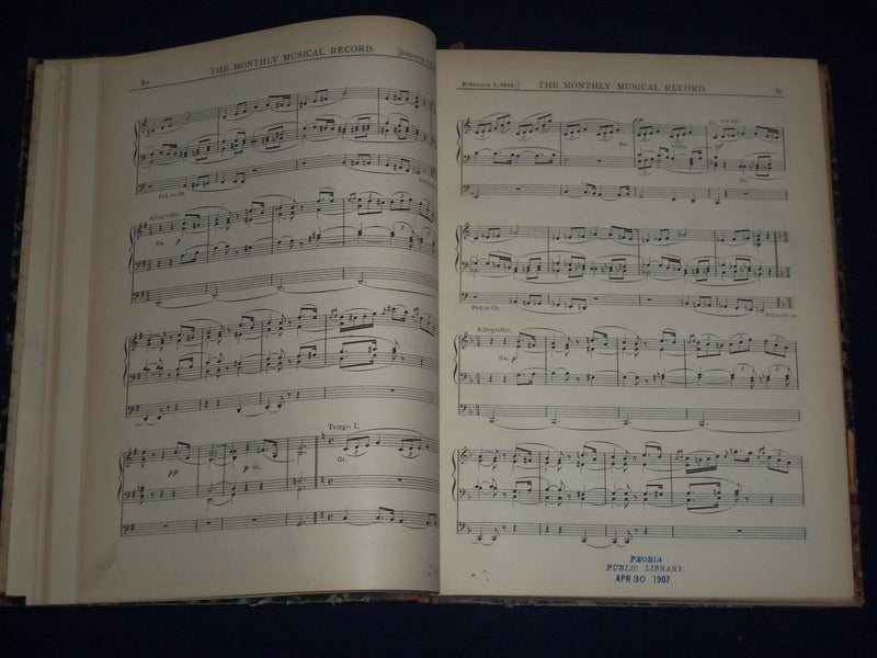 1905 JAN-DEC MONTHLY MUSICAL RECORD VOLUME NO. 35 - SCORES & ADS - KD 2152