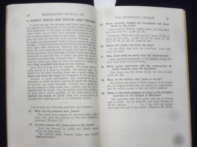 1940 MEMBERSHIP MANUAL OF THE METHODIS CHURCH SOFTCOVER BOOK BY LESEMANN- J 9651