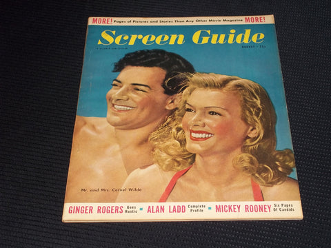 1947 AUGUST SCREEN GUIDE MAGAZINE - MR. & MRS. CORNEL WILDE COVER - E 15375