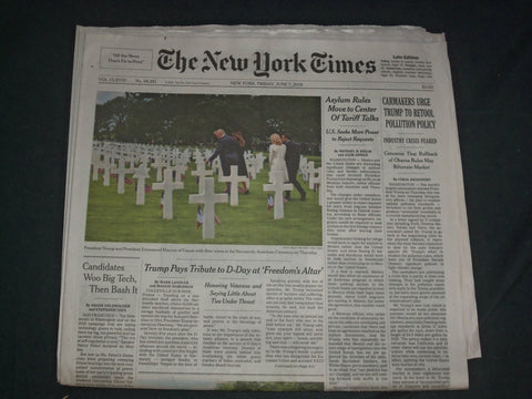 2019 JUNE 7 NEW YORK TIMES - TRUMP AND MACRON PAY TRIBUTE ON D-DAY