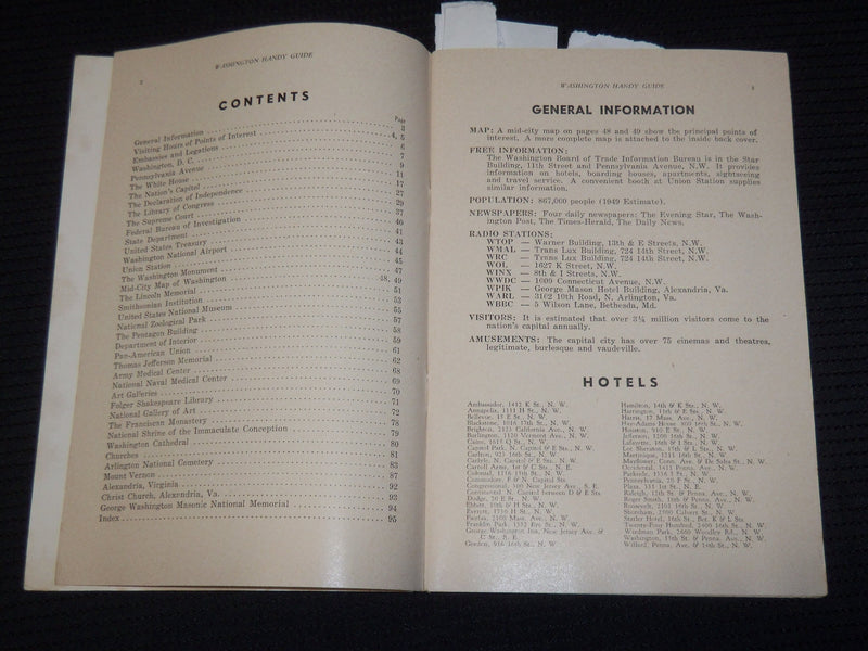 1950 WASHINGTON HANDY GUIDE - SESQUICENTENNIAL ISSUE - 88 ILLUSTRATIONS - K 34