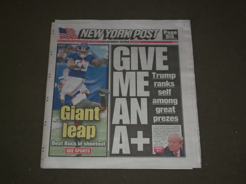 2018 NOVEMBER 19 NEW YORK POST NEWSPAPER - TRUMP GIVES HIMSELF AN A+
