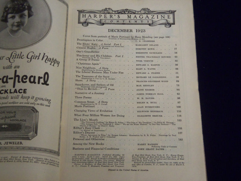 1923 DECEMBER HARPER'S MAGAZINE - MAXFIELD PARRISH JELL-O AD - ST 5605