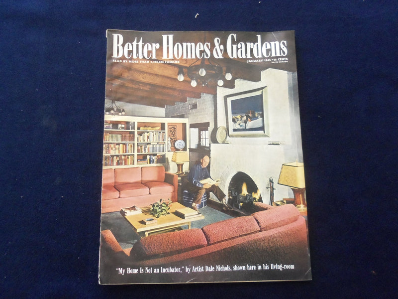 1945 JANUARY BETTER HOMES & GARDENS MAGAZINE - NICE ILLUSTRATED COVER - SP 6118D