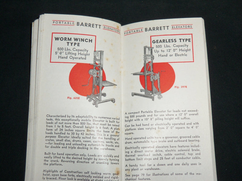 1940'S BARRETT CRAVENS COMPANY EQUIPMENT HANDLING CATALOGUE - J 6685