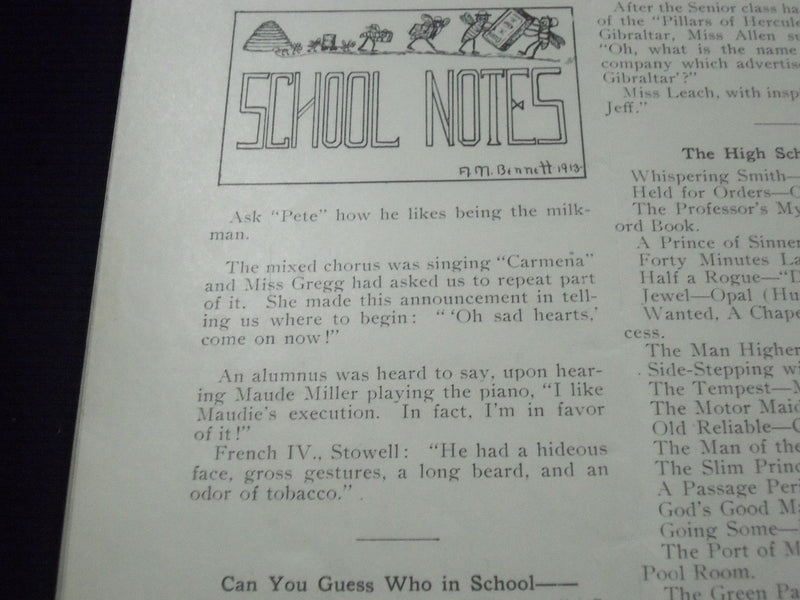 1913-1914 THE DIAL BRATTLEBORO HIGH SCHOOL MAGAZINE LOT OF 9 - INFO. - O 2339
