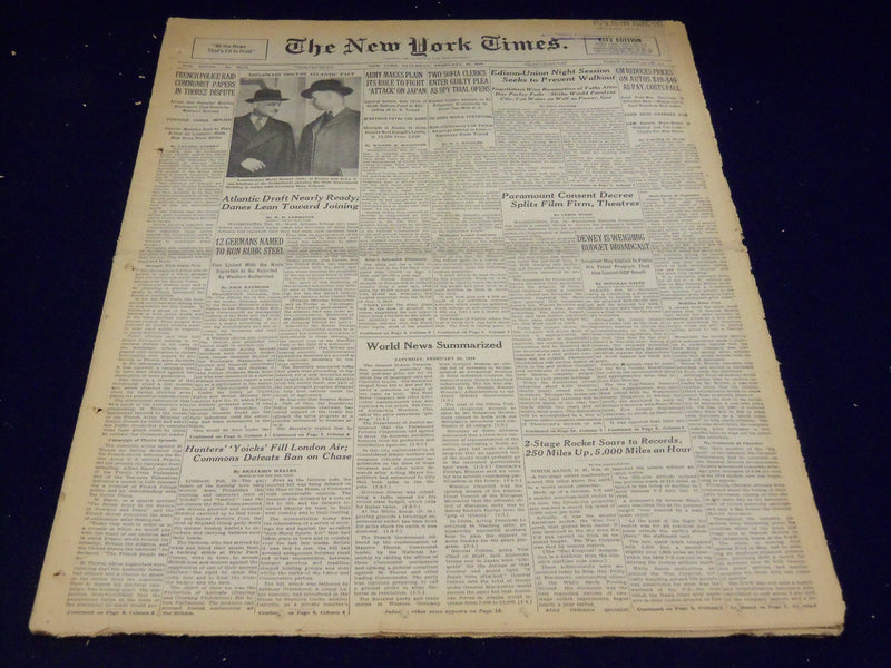 1949 FEBRUARY 26 NEW YORK TIMES - PARAMOUNT SPLITS FILM, THREATRES - NT 2995