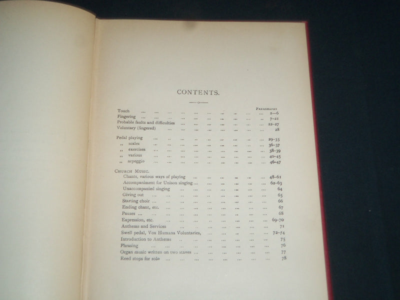 1899 ON ORGAN PLAYING BOOK BY ARTHUR PAGE - HINTS TO YOUNG ORGANISTS - KD 5469