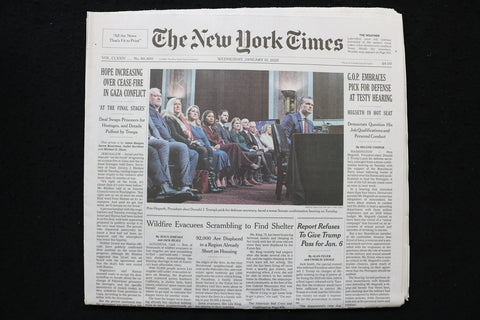 2025 JANUARY 15 NEW YORK TIMES - GOP EMBRACES PICK FOR DEFENSE AT TESTY HEARLING