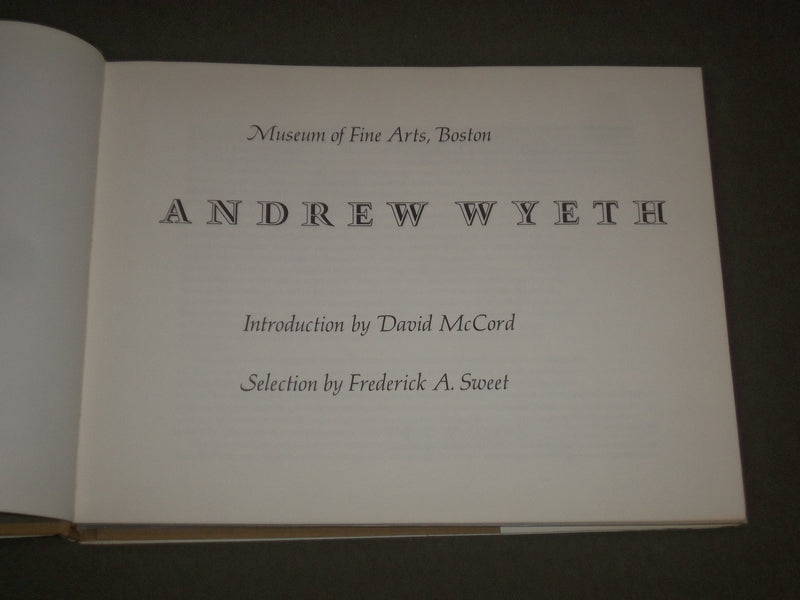 1970 ANDREW WYETH WITH INTRO BY DAVID MCCORD HARDCOVER BOOK - I 1335