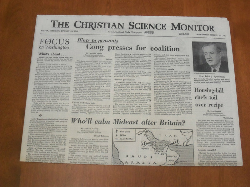 1968 JAN 20 THE CHRISTIAN SCIENCE MONITOR - CONG PRESSES FOR COALITION - NP 4630