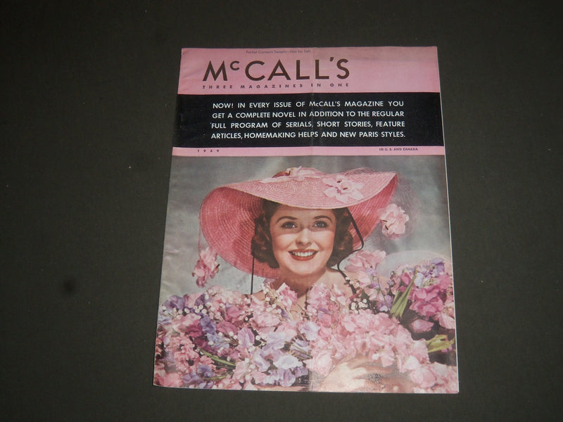 1939 JUNE MCCALL'S MAGAZINE - PARTIAL CONTENTS SAMPLE - SP 6774