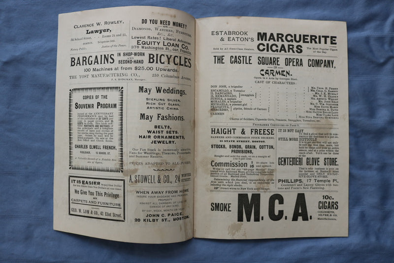 1896 CASTLE SQUARE THEATRE PROGRAM MAGAZINE - LOT OF 13 - BOSTON - K 2729
